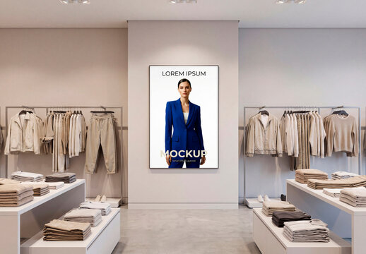 Symmetric clothing store poster mockup