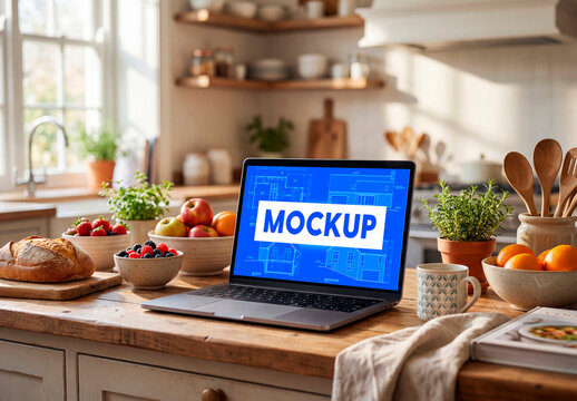 Kitchen Laptop Screen Mockup