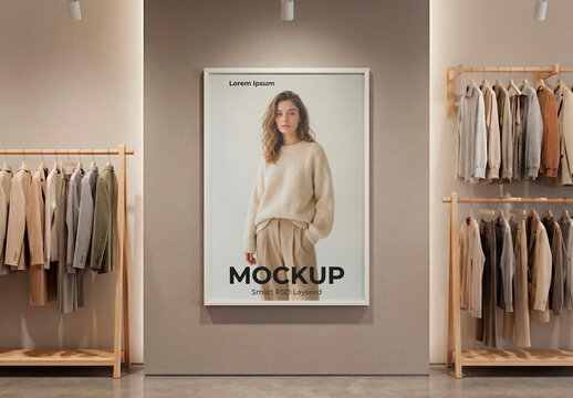 Fashion store poster wall mockup