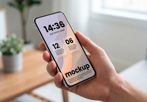 Hand Holding Smartphone Mockup