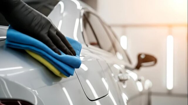 Careful car detailing in progress