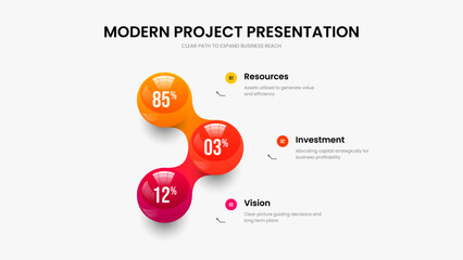 Consulting Overview 3 Step Infographic Frame Design. Colorful Visualization Three Option Chart Slideshow Template. Marketing Insight Slide Layout Vector Illustration.