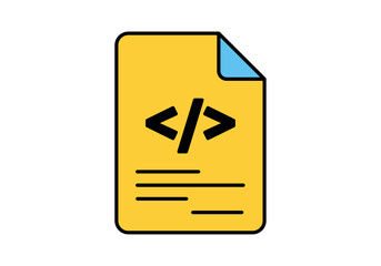 Archivo de c&oacute;digo fuente con icono de programaci&oacute;n y desarrollo de software sobre fondo blanco
