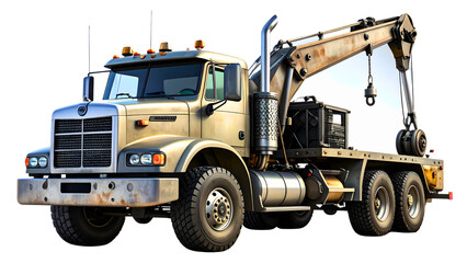 Fototapeta premium Robust tow truck featuring hydraulic boom and rear wheel lift system.