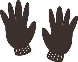 Flat Handdrawn Winter Gloves Protection Outfit Warm Accessory Clipart