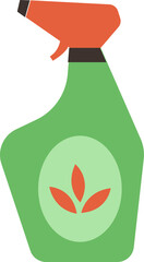 Flat Design Green Cleaning Spray Bottle with Plant Icon Illustration