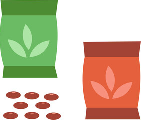 Flat Design Seed Package with Pile of Beans Agriculture Icon