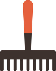 Flat Design Simple Agricultural Rake Farm Tool Gardening Illustration