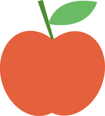 Simple Flat Style Fresh Red Apple Fruit Food Illustration