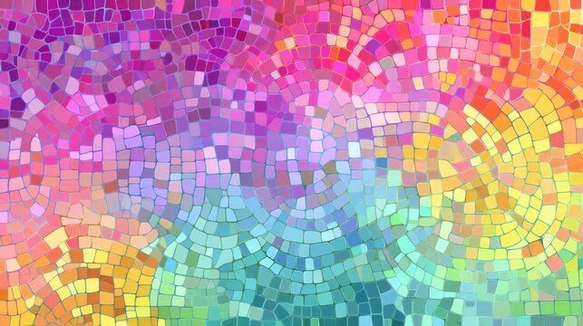 Vibrant, swirling pattern composed of numerous small, irregularly shaped, colorful tiles. - Powered by Adobe