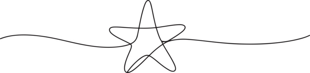 One line Drawing or illustration of a star, Hand drawn stars continuous one line icon. Star single line vector illustration in doodle style. one line Icon drawing