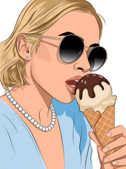 Enjoying an ice cream isolated on transparent background