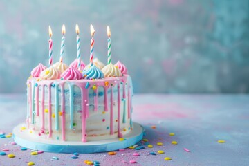 20th year birthday cake on isolated colorful pastel background