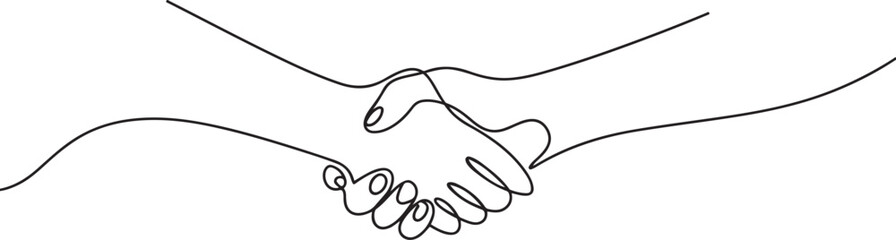 Handshake continuous one line drawing. Continuous one line drawing illustration vector. one line Icon drawing