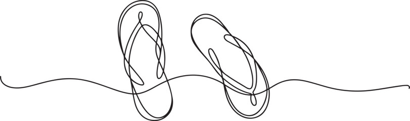 Flip flops continuous. one line Icon drawing