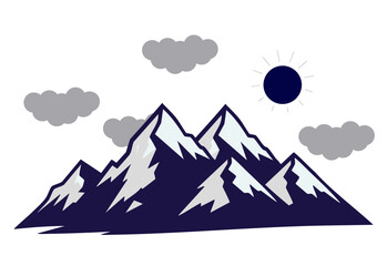 Fototapeta premium Creative Vector Mountain Background with Clouds and Sun