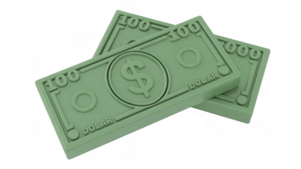 Green plastic 100 dollar bills isolated 100 dollars money isolated on a transparent background