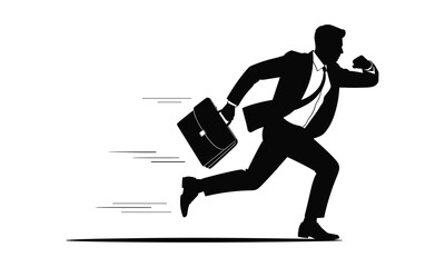 Businessman Running with Briefcase Deadline Concept Illustration
