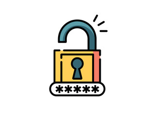 Colorful Open Padlock with Password