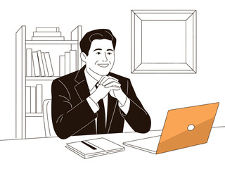 Businessman Working on Laptop Computer