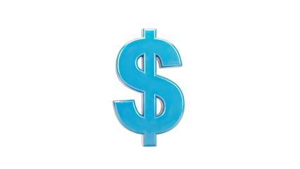 Blue Dollar Sign on White Background