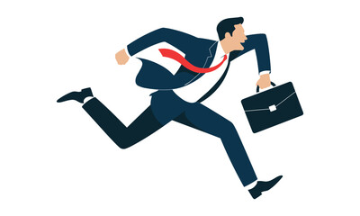 Businessman Running with Briefcase Deadline Concept Illustration