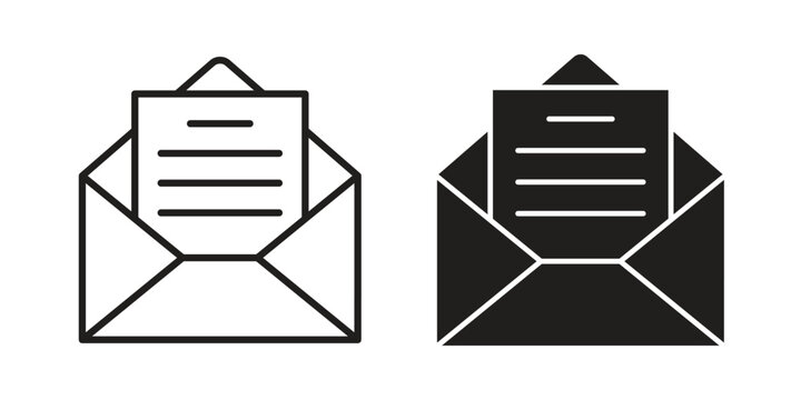 Open envelope icon flat simple icon. Liner version - stock vector.