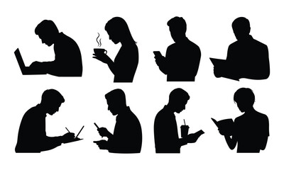 People Using Mobile Phone Silhouette Collection