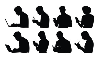 People Using Mobile Phone Silhouette Collection