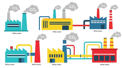 Obraz premium Industrial pollution with factory emissions releasing carbon dioxide into the atmosphere