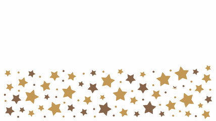 Golden Star Confetti Border on White Background