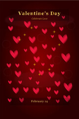 Romantic Red Gradient Background With Glowing Hearts For Valentine's Day Celebration Design
