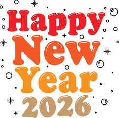 Happy New Year 2026 Colorful Bold Typography Celebration Design