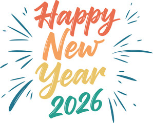 Happy New Year 2026 Colorful Bold Typography Celebration Design
