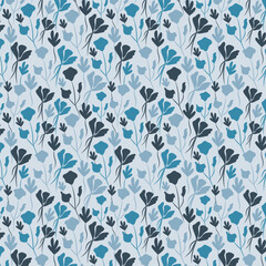 Botanical Silhouette seamless vector pattern