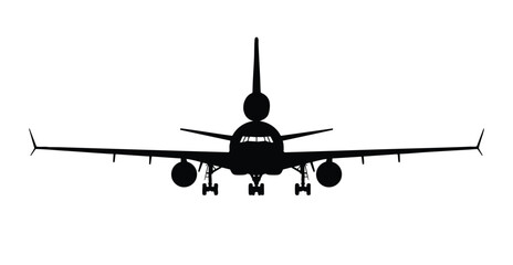 Frontal Silhouette of a Commercial Passenger Airplane