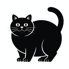 Cute Black Cat Silhouette Vector Illustration in Minimalist Style