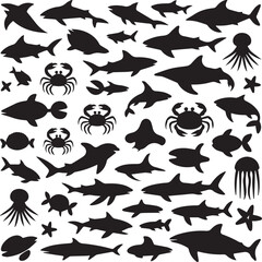 Marine Animal Silhouettes Collection