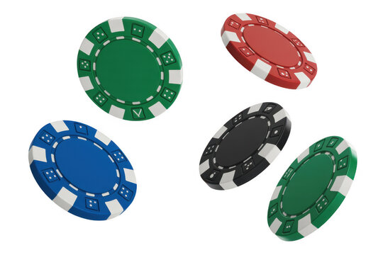 Colorful poker chips flying in the air flying chips colorful chips isolated on a transparent background