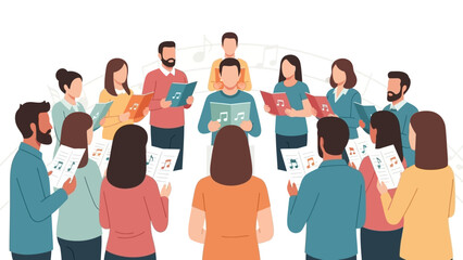 Fototapeta premium diverse choir of young adults singing and practicing music in a choir group session