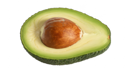 Halved avocado with pit fruit isolated on a transparent background