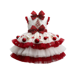 Christmas decorated baby dress isolated on a transparent background