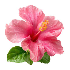 Pink hibiscus flower isolated on a transparent background