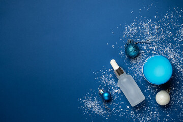 Winter cosmetic products. Beauty skin care for winter season.