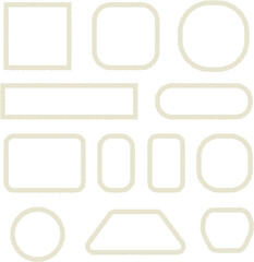 Soft beige rounded outline shapes and frames set. Light minimal geometric borders with subtle neutral tone. Clean UI elements for web, app and modern graphic design layouts.