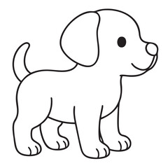 Obraz premium A simple black and white outline drawing of a cute puppy with floppy ears and a wagging tail