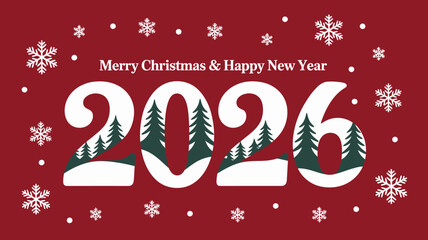 Merry Christmas & Happy New Year 2026 Winter Holiday Greeting Card