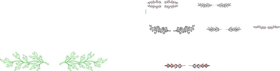 Simple green leafy branch illustration on white background