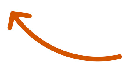 Orange curved upward left pointing arrow