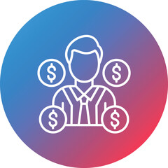 Finance Officer Line Gradient Circle Background Icon